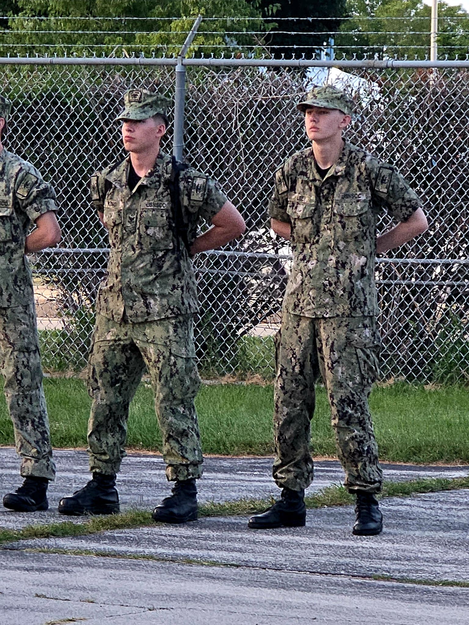 Mitchell King in Navy Working Uniform at drill